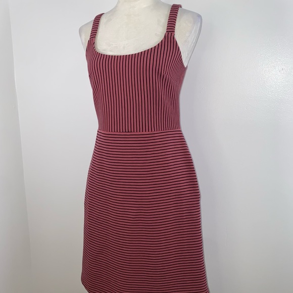 LOFT stripe sleeveless mini dress size 2 pink/black - Picture 1 of 13